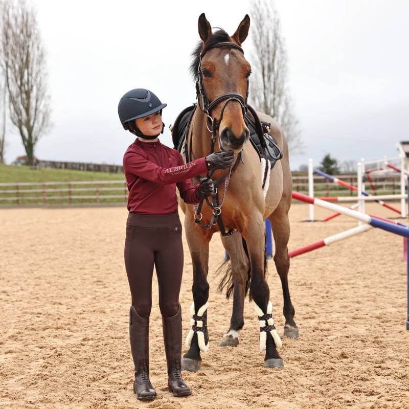 Aubrion Equestrian Winter Riding Tights Young Rider Espresso