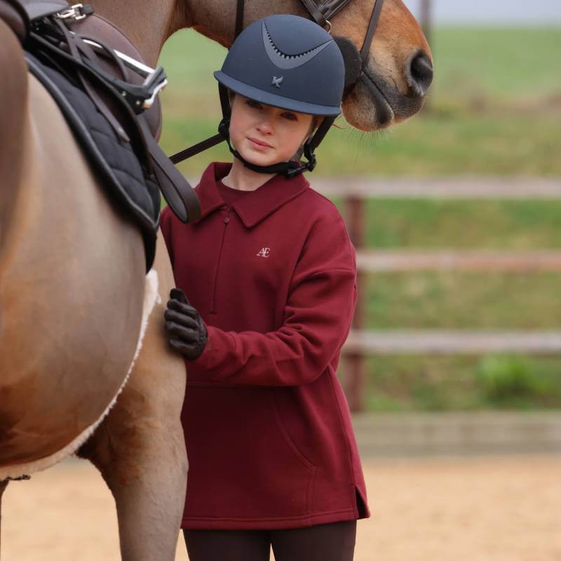 Aubrion Equestrian Quarter Zip Sweater Young Rider Port
