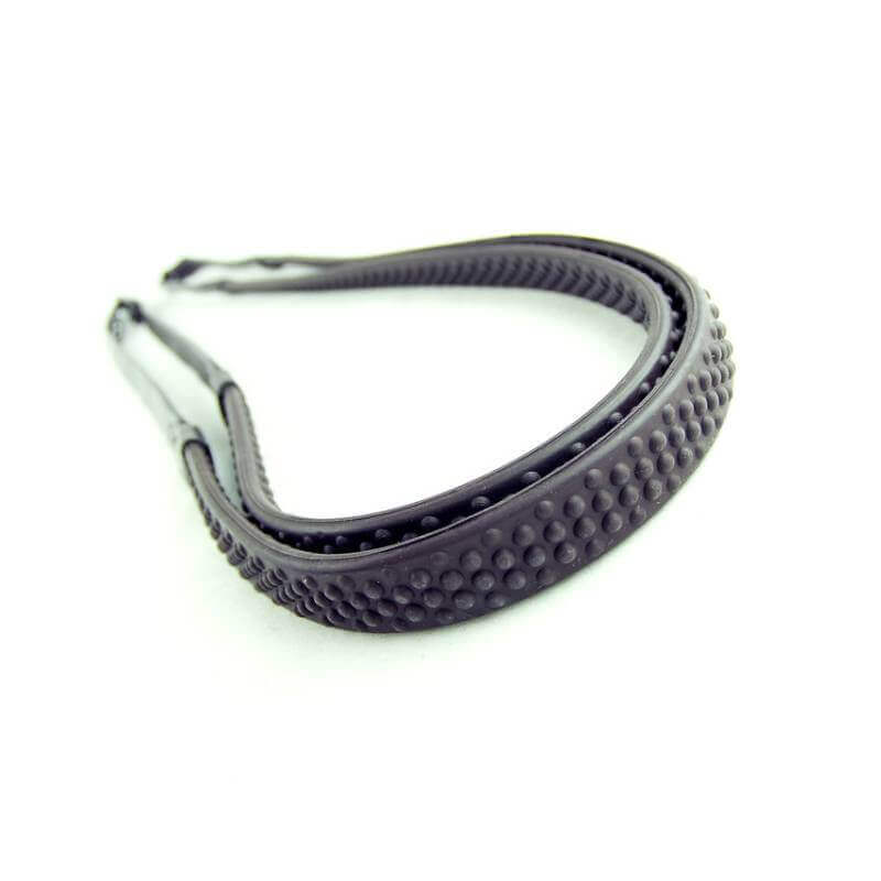 Dever Ascot Bio Grip Reins with black textured, raised dots on a white background.