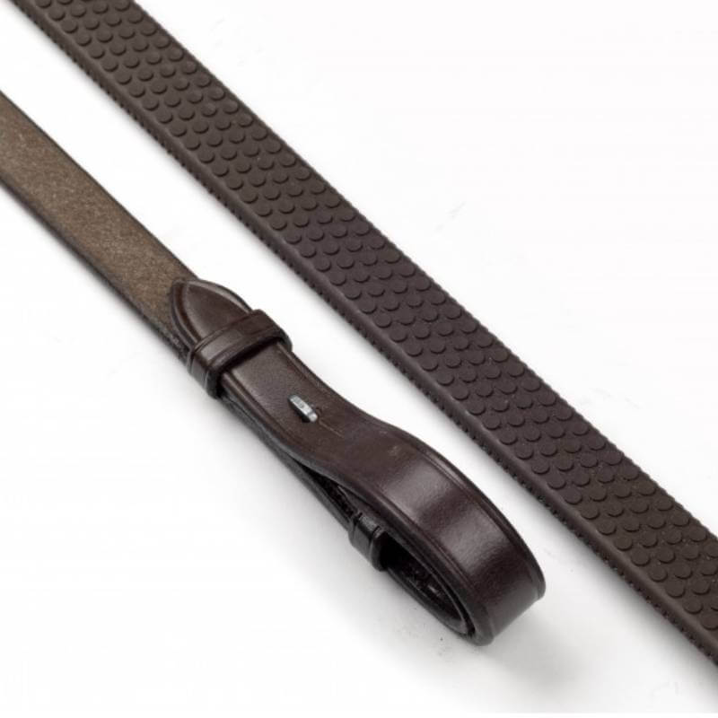 Whitaker John Whitaker Lynton Reins: brown leather reins with a textured, grippy surface.