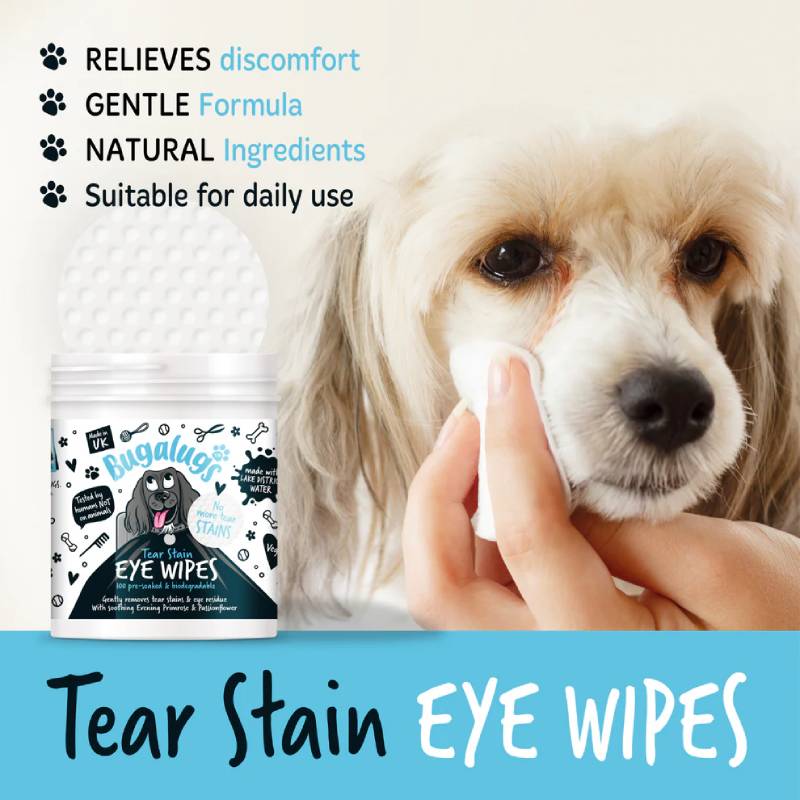 Bugalugs Tear Stain Eye Wipes for Dogs & Cats 100pk-Pet n Pony-Bugalugs