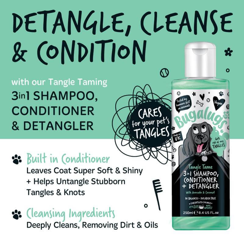 Bugalugs 3in1 Avocado & Coconut Tangle Tame Dog Shampoo & Conditioner 250ml.