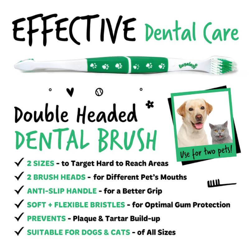 Bugalugs Double Ended Toothbrush for dog and cat dental care; ideal for both pets.