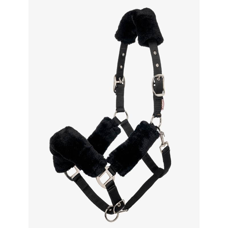 LeMieux Comfort Headcollar with soft black fleece on noseband, crown, and cheeks.