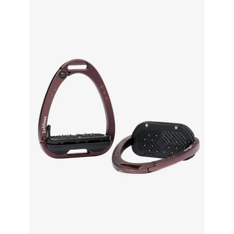 LeMieux Vector Balance Stirrup Auburn One Size—lightweight, one upright, one flat.