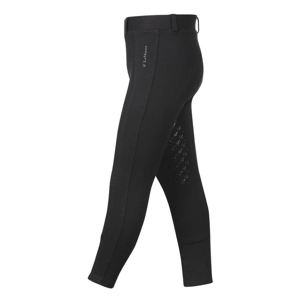LeMieux My LeMieux Junior Pro Breeches Black: 4-way stretch, knee grip, belt loops.