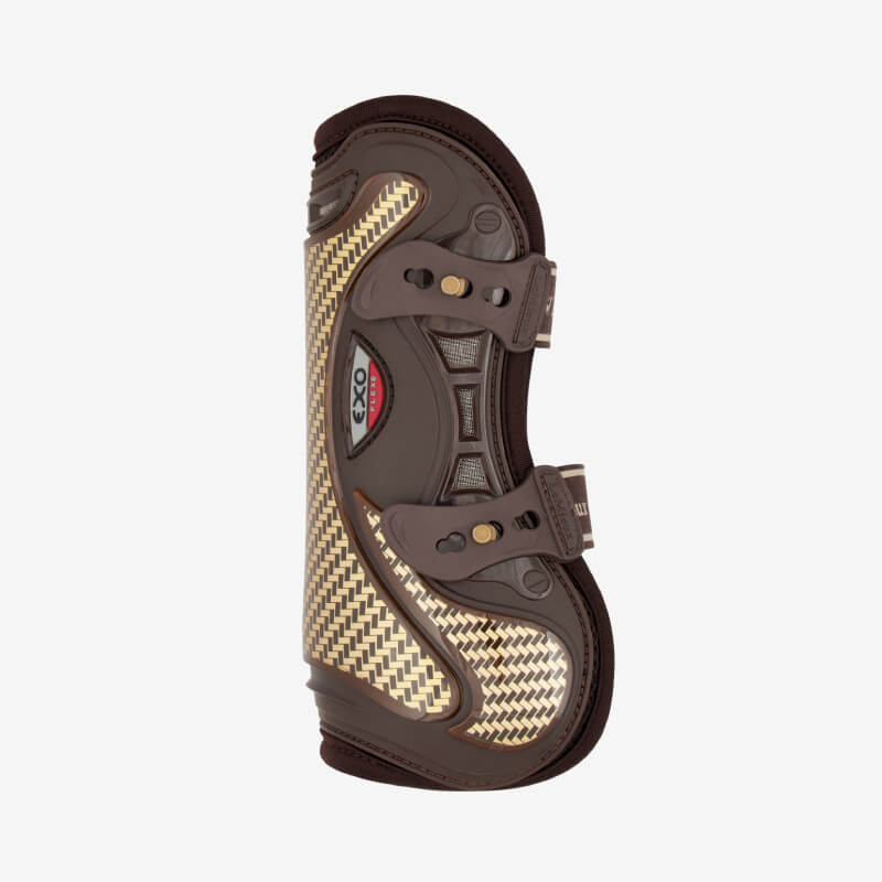 LeMieux Exo-Flex Tendon Boot Brown/Gold features 2 adjustable straps for tendon protection.