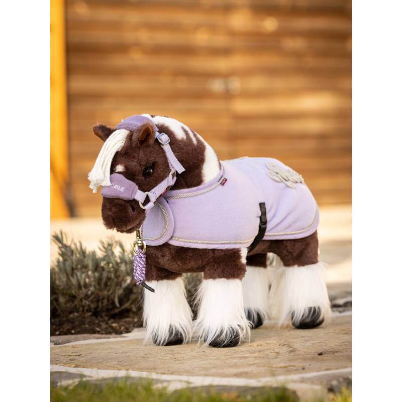 LeMieux Toy Pony Dazzle: a plush brown-and-white horse with long mane and fluffy white hooves.
