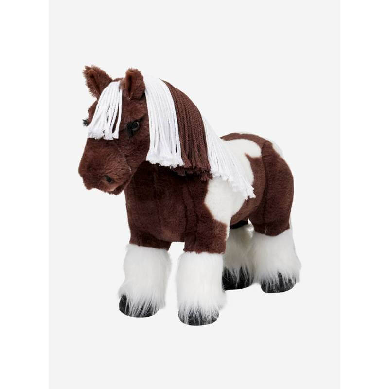 LeMieux Toy Pony Dazzle: a plush brown-and-white horse with long mane and fluffy white hooves.