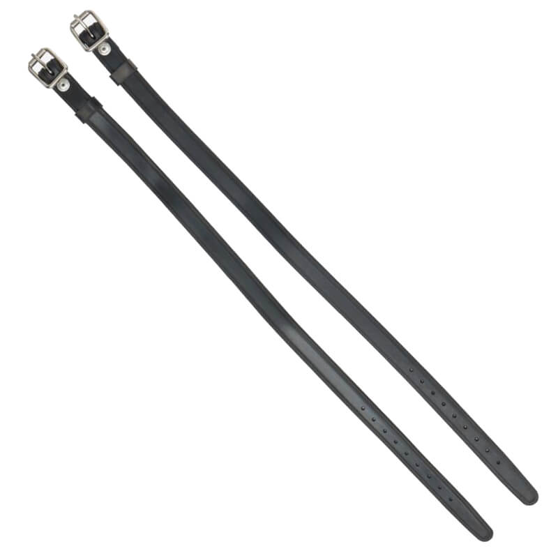 LeMieux Spur Straps Black: Two black leather straps with silver buckles for riding boots.
