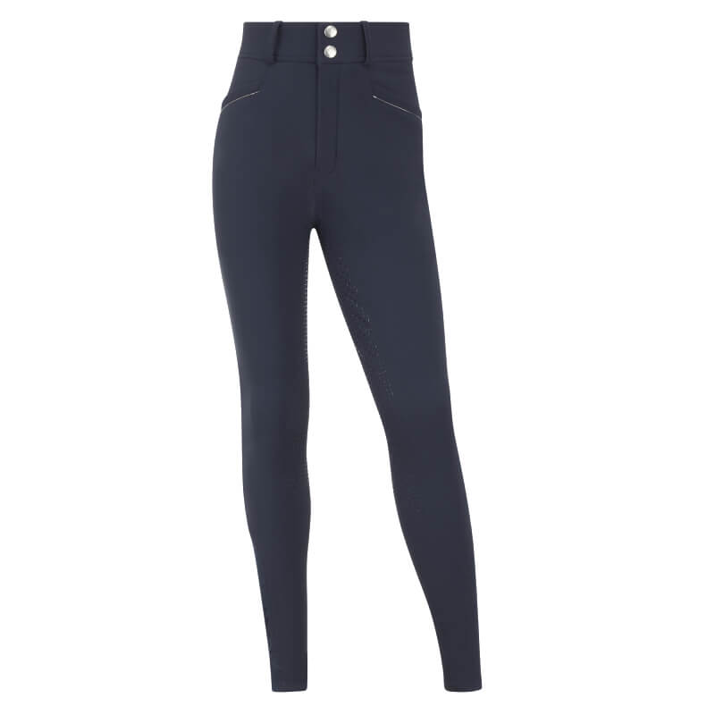 LeMieux Young Rider Freya Pro Breech Navy: High-waisted, front pockets, full seat silicone grip.