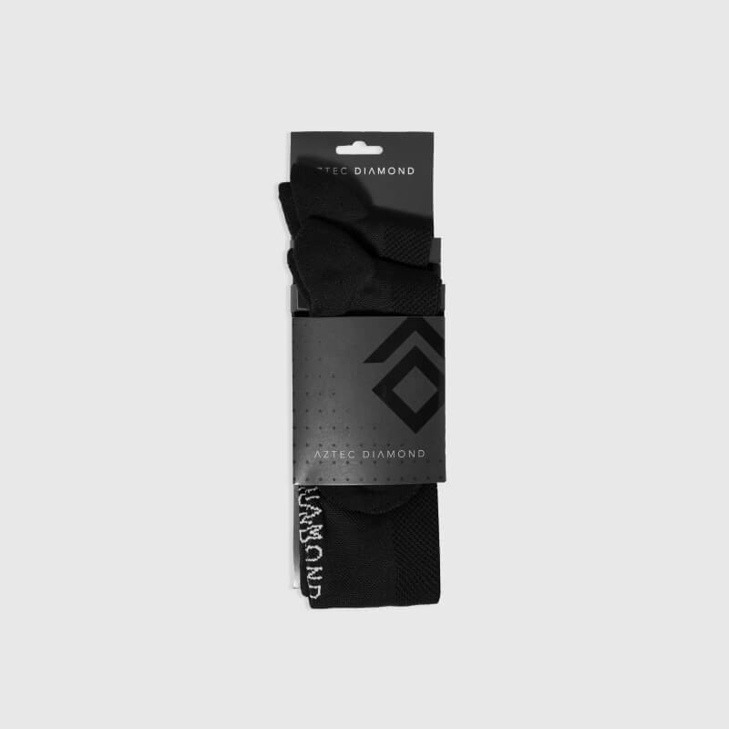 Aztec Diamond Technical Sock Black 2pk with textured panels, gray toes, and heels.