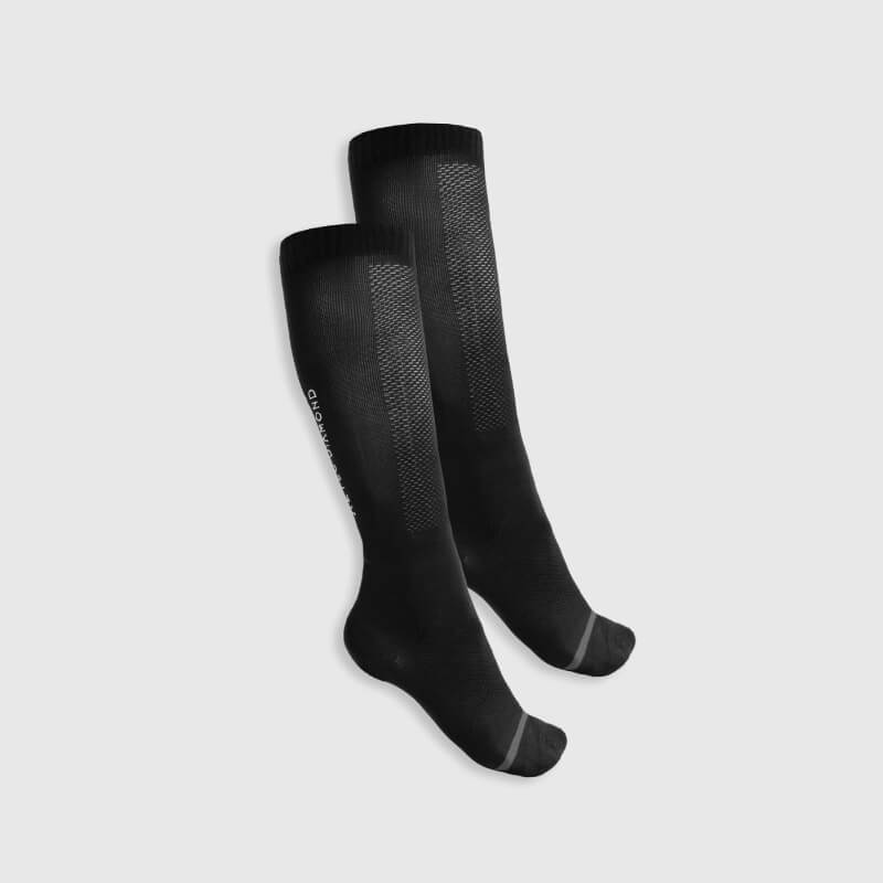 Aztec Diamond Technical Sock Black 2pk with textured panels, gray toes, and heels.