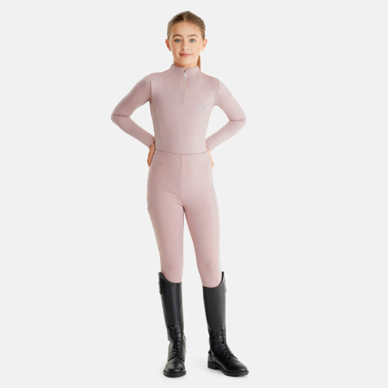 Person in Aztec Diamond YR Full Seat Leggings Pink and black boots, shown from the back.