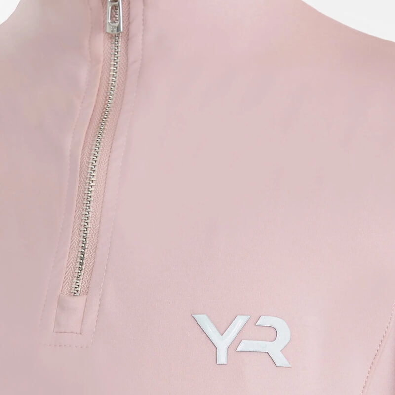 Aztec Diamond YR Baselayer Pink: light pink, silver zip, white logo, sweat-wicking fabric.