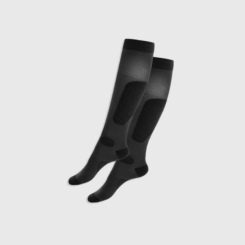 Aztec Diamond Pressure Padded Sock Black 2pk: knee-high, white logo, comfort cushioning.