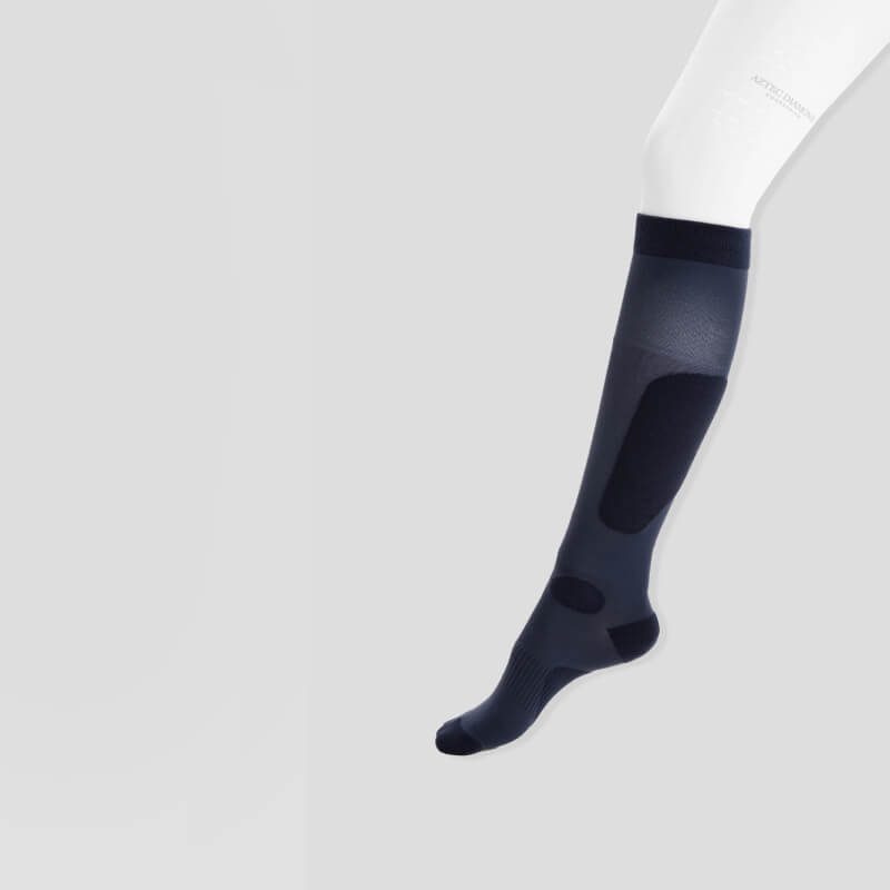 Aztec Diamond Pressure Padded Sock Navy 2pk with white logo, reinforced heel and toe.