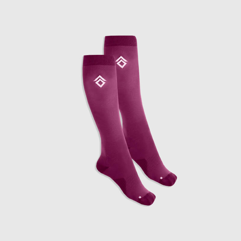 Aztec Diamond Pressure Padded Sock Raspberry 2pk with sweat-wicking comfort and white logo.