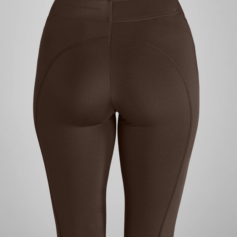 Aztec Diamond Core Leggings Knee Grip Mocha shown from the back on a light background.
