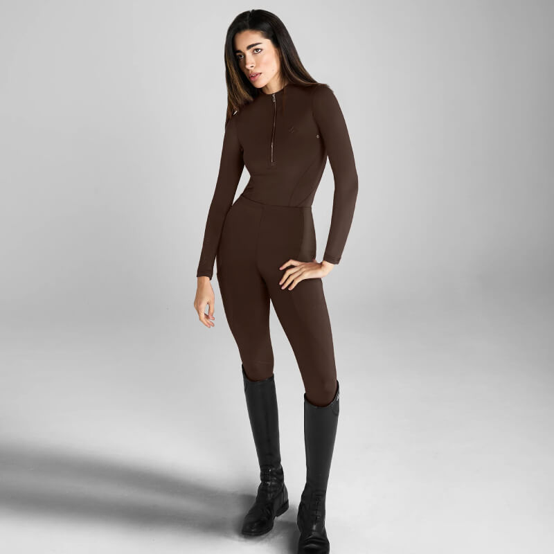 Aztec Diamond Core Leggings Knee Grip Mocha-Pet n Pony-Aztec Diamond