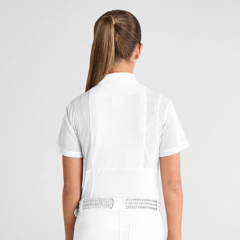 Model wears Aztec Diamond YR Insert Mesh Shirt White, set against a plain light backdrop.