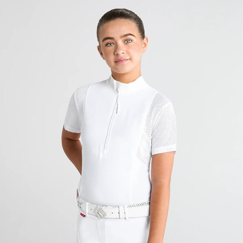 Model wears Aztec Diamond YR Insert Mesh Shirt White, set against a plain light backdrop.