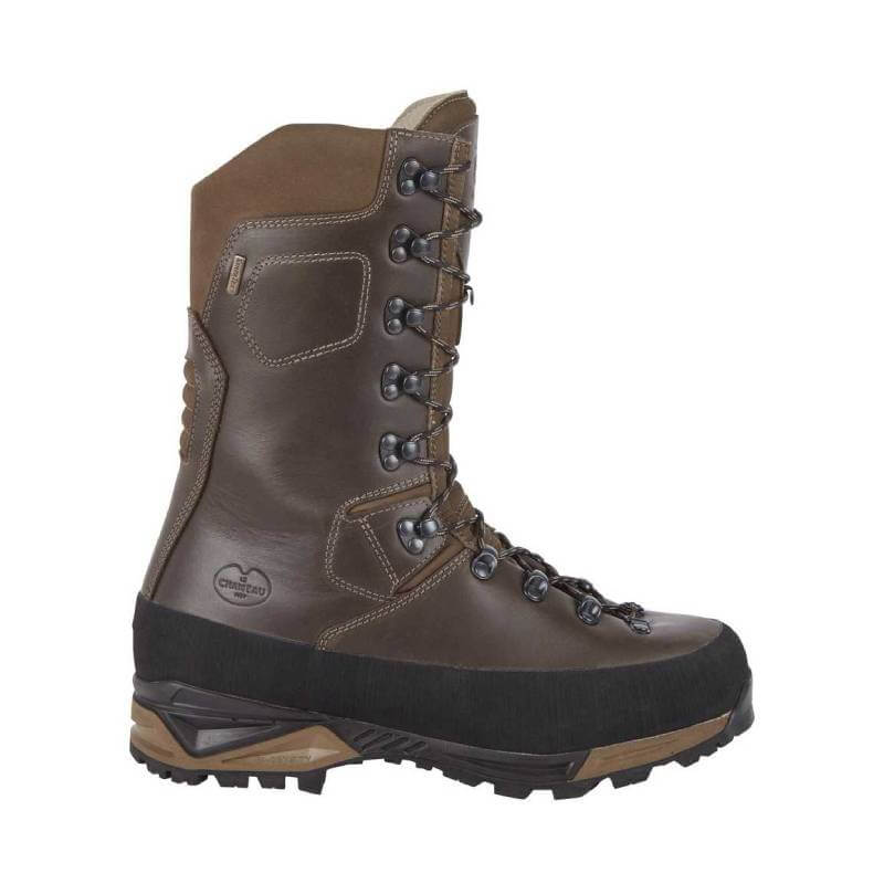 Le Chameau Mouflon 2.0 Extreme 12'' brown hiking boot with Vibram sole, side view.