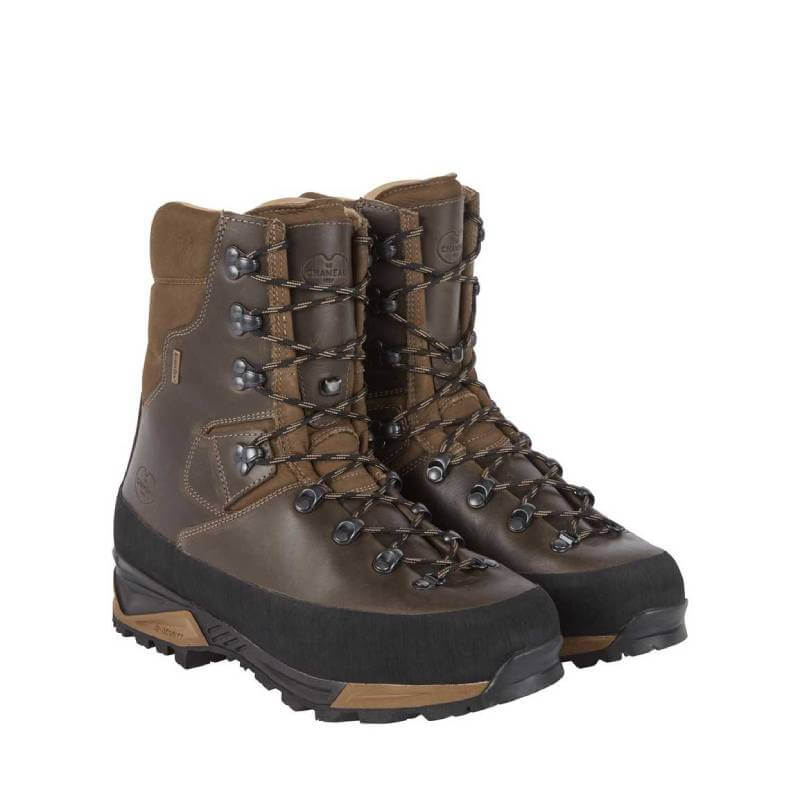 Le Chameau Mouflon 2.0 Extreme 10'' brown leather boots with black Vibram sole.