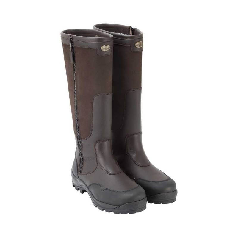 Le Chameau Turenne Fourrée men's tall boots, sturdy soles, leather detail, Marron Foncé.
