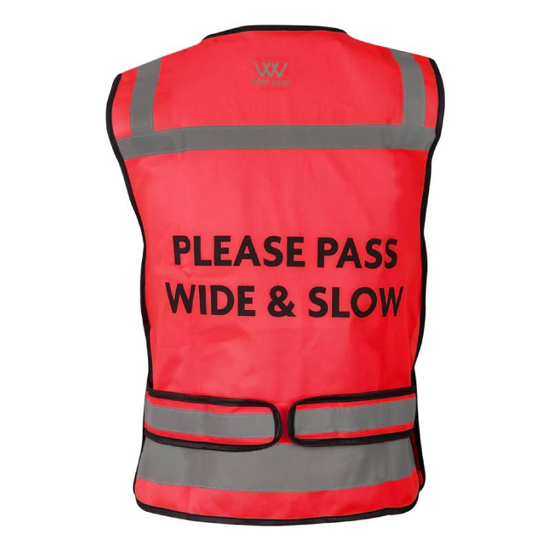 Woof Wear Hi Vis Riding Vest Junior Pink with front zipper for added equestrian safety.