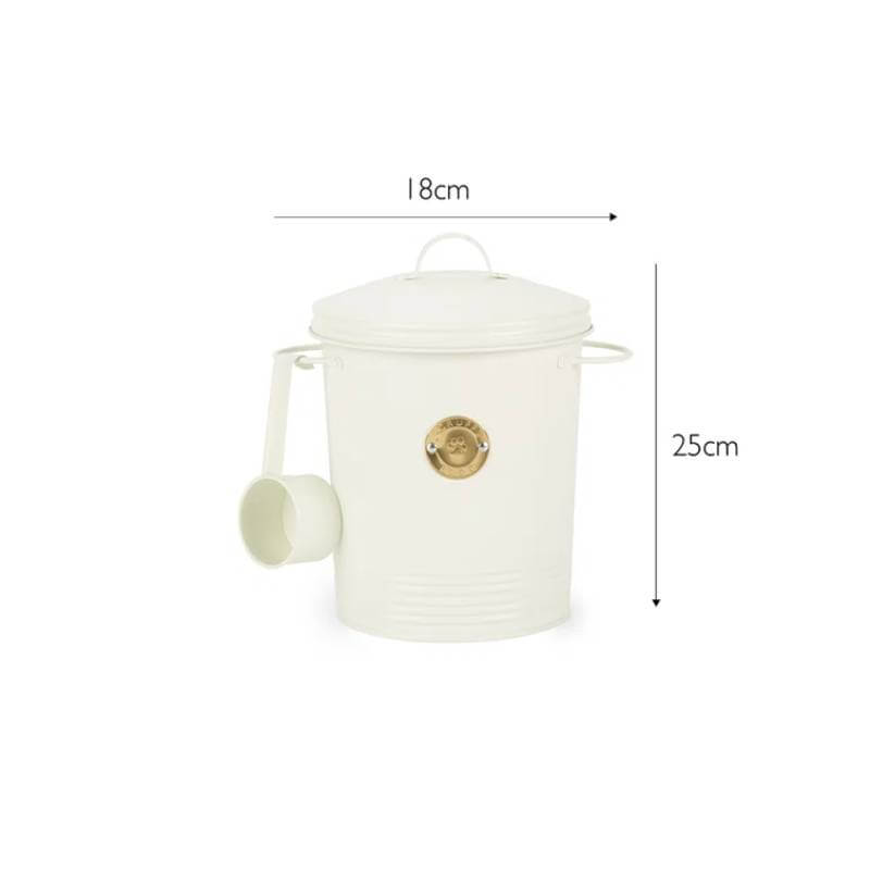 Scruffs Cantina Cream 4L pet food canister with lid, handle & scoop; 18cm x 25cm.