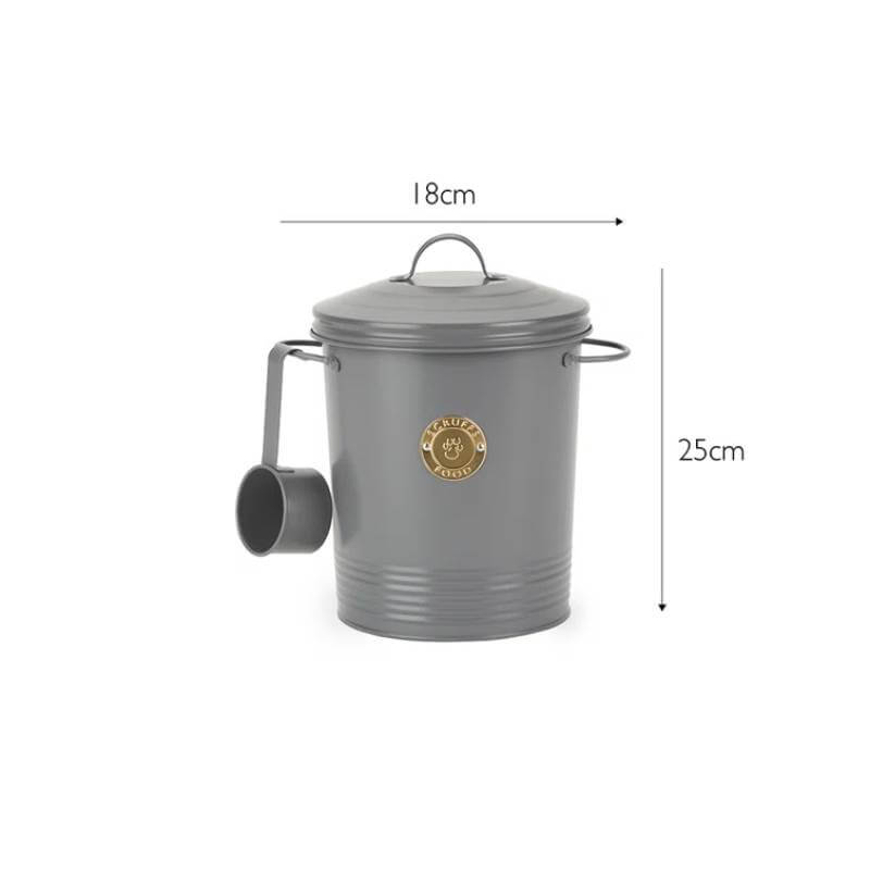 Scruffs Cantina 4L pet food canister & scoop, dark grey, BPA free with lid and handle.