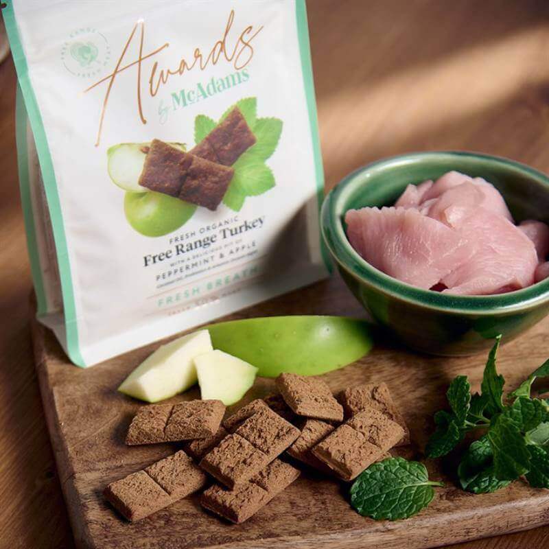 McAdams Semi Moist Dog Treats Fresh Breath Turkey with Peppermint & Apple, 150g.