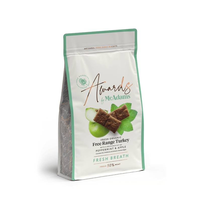 McAdams Fresh Breath Turkey Dog Treats with Peppermint & Apple, 150g.