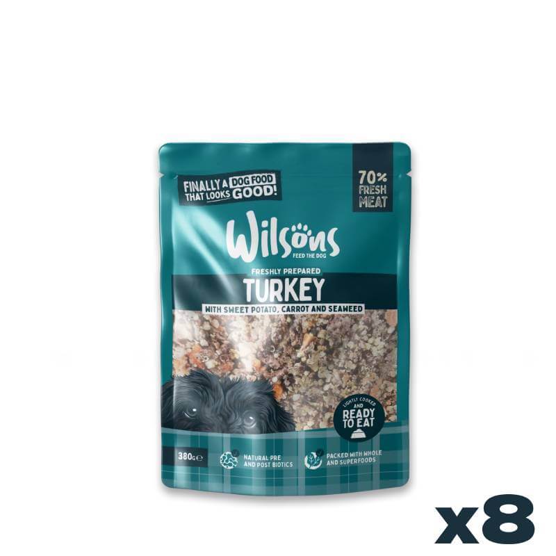 Wilsons Premium Fresh Dog Food Turkey 8x380g, Ready to Eat, pack of 8.