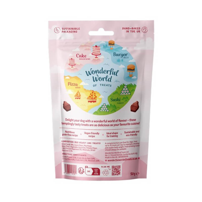 Wonderful World of Treats Red Velvet Cake Dog Treats 50g