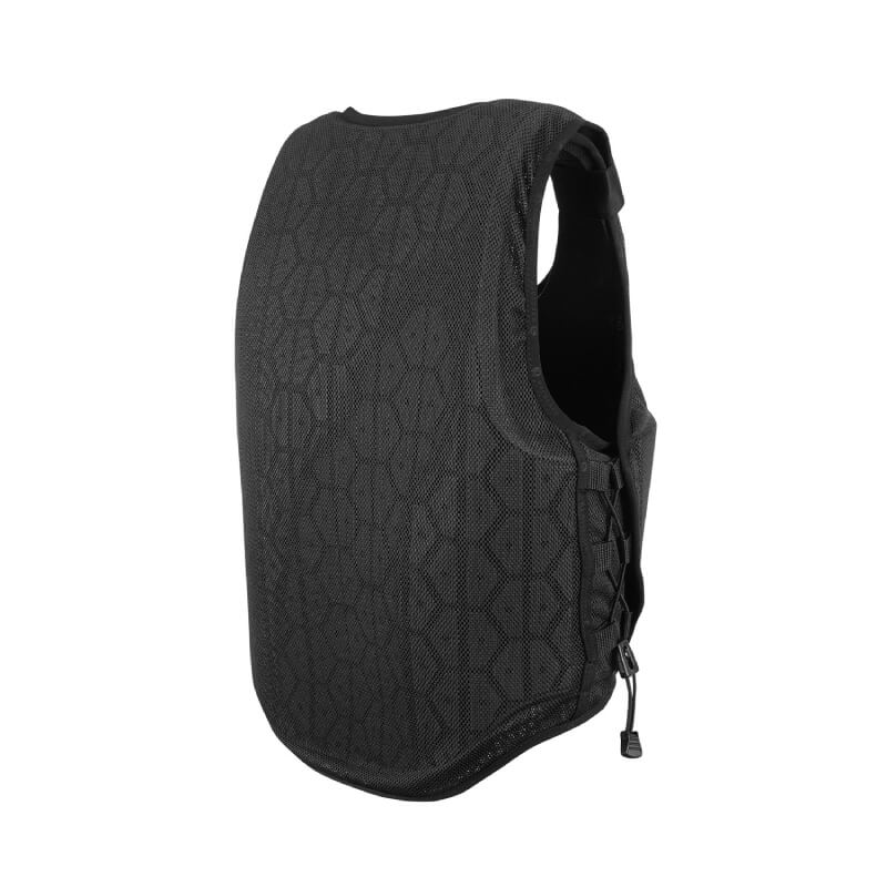 Racesafe HX3 Young Rider Body Protector Black, back and side views, hexagonal pattern.