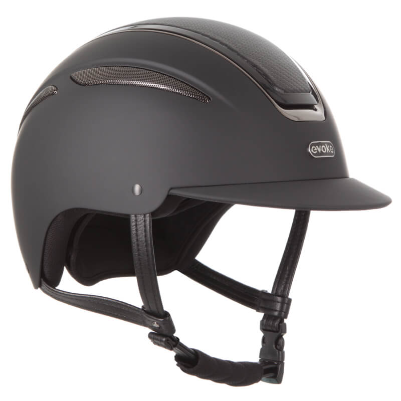 Evoke Callisto Classic Peak Black Carbon Equestrian Riding Helmet-Pet n Pony-Evoke