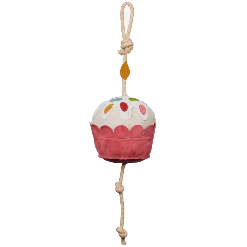 LeMieux Horse Toy Cupcake is a cupcake-shaped toy with rope center and colorful spots.