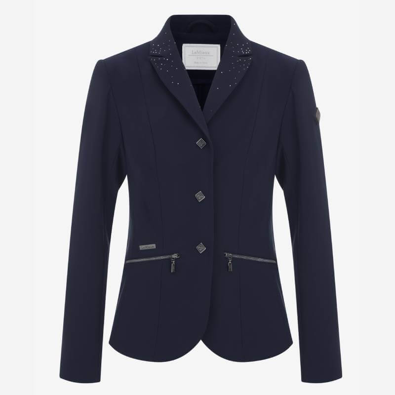 LeMieux Junior Pro Show Jacket Navy: Navy blazer with silver zippers and studded collar.