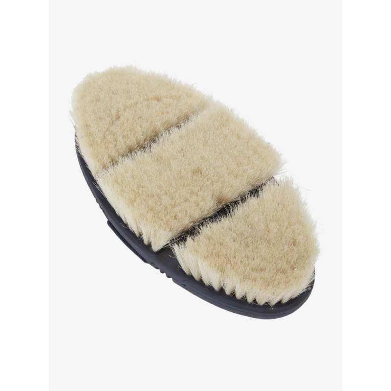LeMieux Flexi Goats Hair Body Brush Navy with dense beige bristles and a dark base.