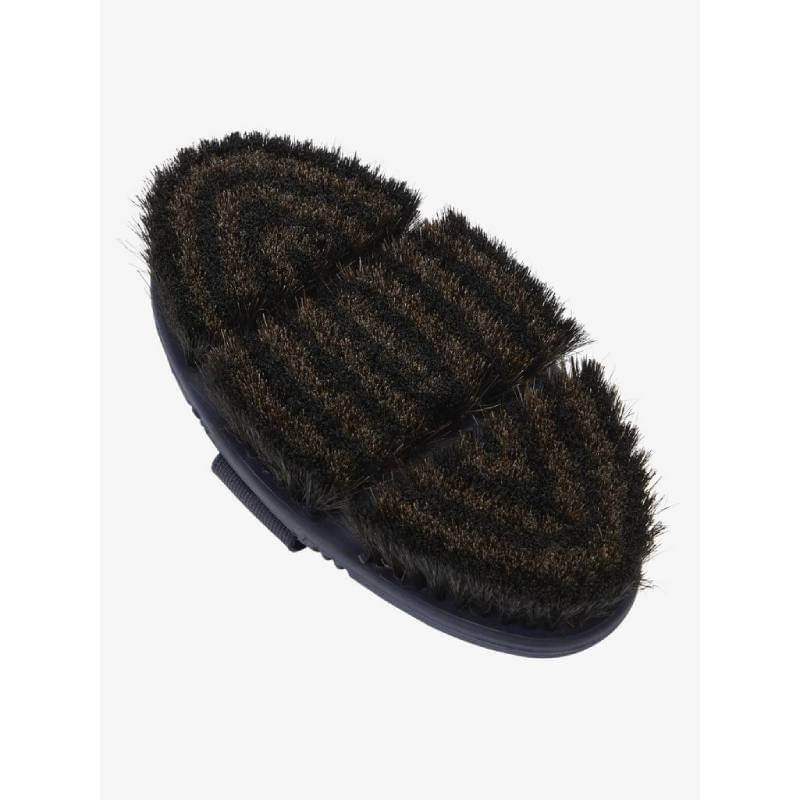 LeMieux Flexi Horse Hair Body Brush Navy: oval, flexible, natural bristles, with back handle.