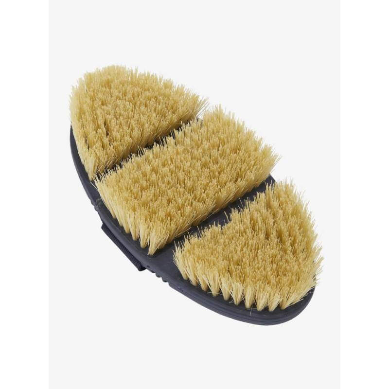 LeMieux Flexi Scrubbing Brush Navy: ergonomic brush with three stiff bristle sections.