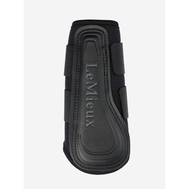 LeMieux Grafter Brushing Boots Black with secure velcro fastenings and curved lines.