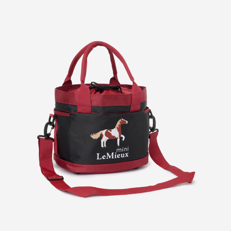 LeMieux Mini Grooming Set Red has brushes, sponge, hoof pick, and carry bag for ponies.
