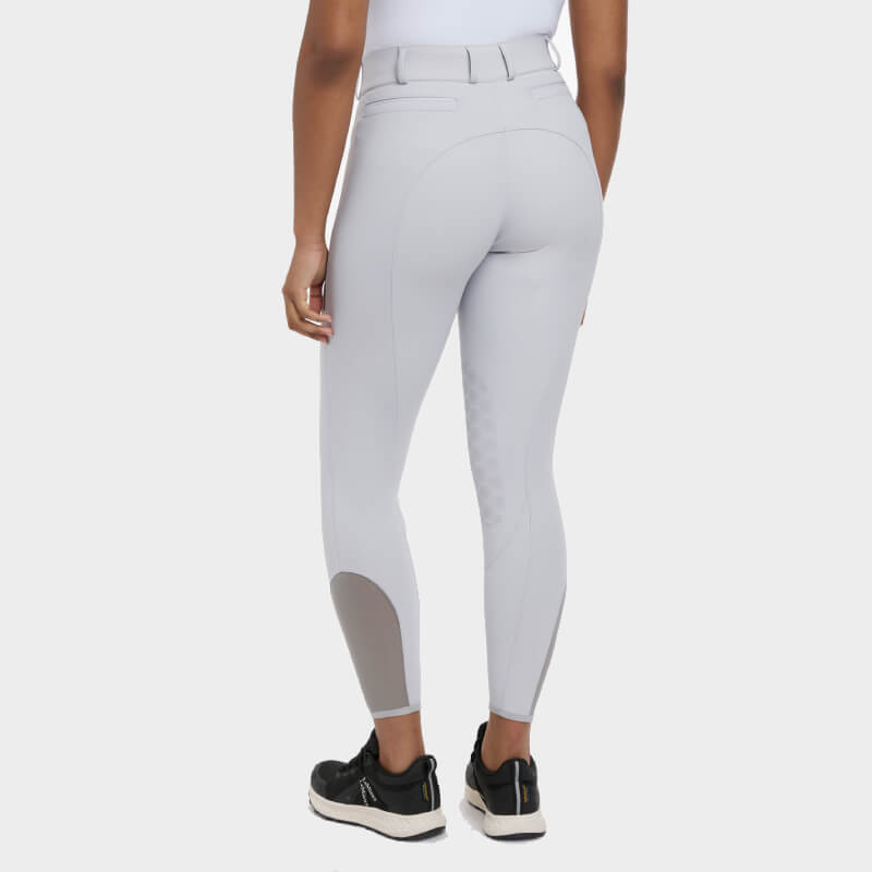 Person wearing LeMieux Imogen Knee Grip Breech Light Grey, shown from the back.