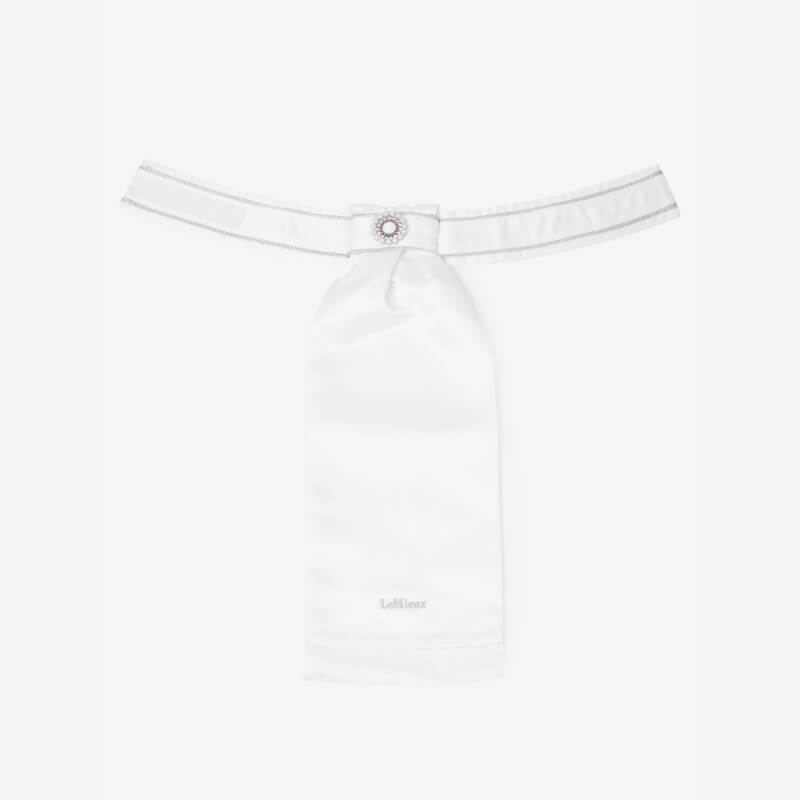 LeMieux Sparkle Stock White: elegant satin stock tie with brooch by LeMieux.