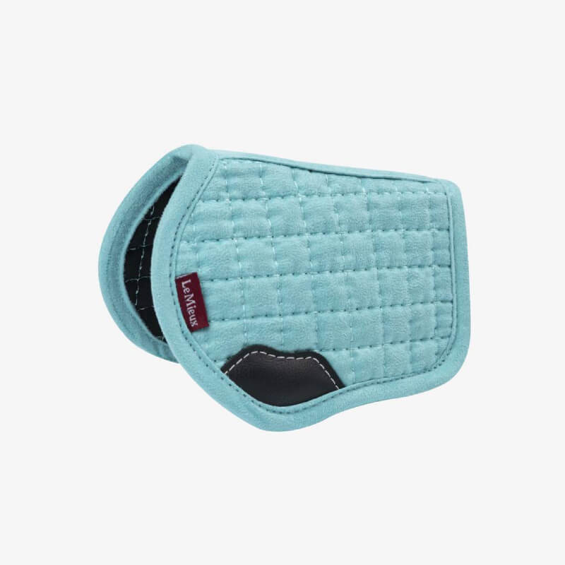 LeMieux Toy Pony Pad Azure in light blue with black patch and side “LeMieux” tag.
