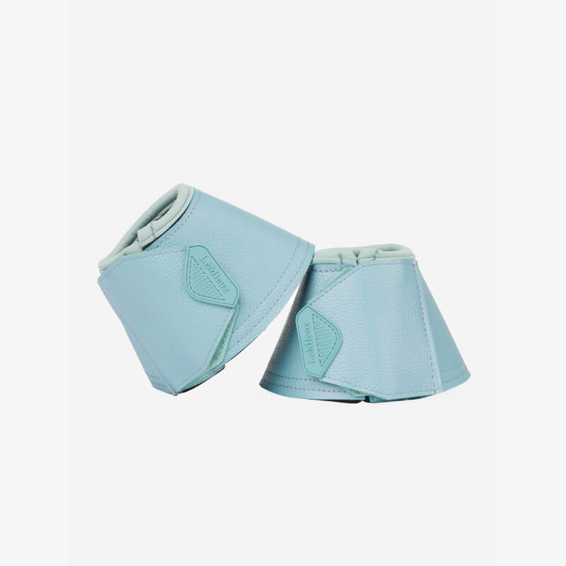 LeMieux Arika Over Reach Boots Aqua—durable PU leather boots with Velcro closures.