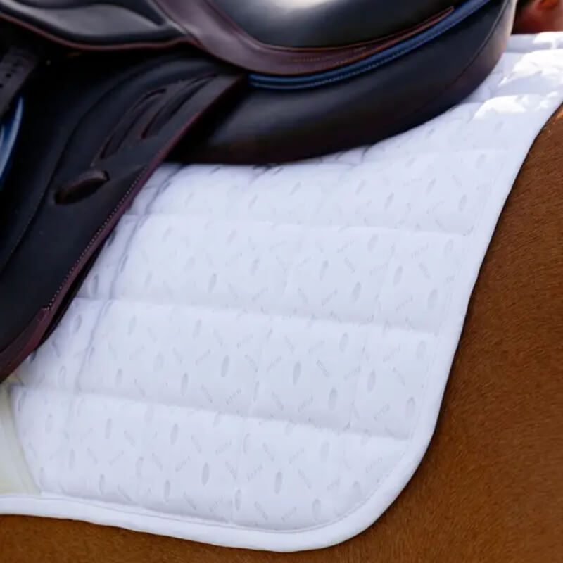LeMieux 3D Mesh Self-Cool Eurojump Square Saddle Pad in White on a plain background.